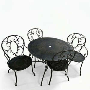 Heavy Duty Wrought Iron Traditional Design <b>4</b>-Piece Patio <b>Dining</b> Set Weather Resistant Outdoor Garden Furniture Table and <b>Chairs</b> - Product Image 1