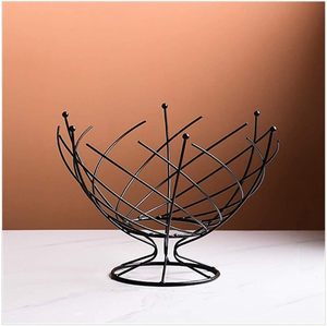 Corbeille à fruits géométrique en métal, panier de rangement moderne en fil métallique pour fruits et légumes, organisateur décoratif de comptoir pour cuisine et salle à manger - Product Image 5