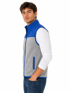 Mens Premium Dual Tone Sleeveless <b>Jacket</b> Blue <b>Grey</b> <b>Fleece</b> Vest Casual Zip Up Bodywarmer Soft Warm Fabric Lightweight Layering - Product Image 2