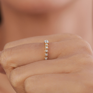 Nouveautés ODM OEM : Bague empilable en or jaune 14 carats avec diamant rond brillant, idéale pour le quotidien, cadeau pour elle, bijoux. - Product Image 4