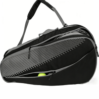 Sac de raquette de tennis professionnel Bagnex personnalisable avec deux compartiments pour raquettes, en nylon durable, imperméable, noir/gris, sport
