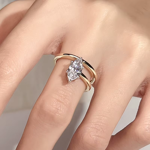แหวนหมั้นเพชรทรงมาร์คีส์ทองคำแท้ 18K สำหรับผู้หญิง ได้รับการรับรองจาก GIA สไตล์คลาสสิก - Product Image 5