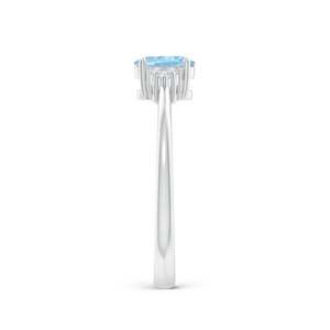 Anillo de Lujo Clásico para Mujer al por Mayor, de Plata de Ley 925 con Baño de Rodio, Topacio Azul y Circonita Cúbica, Engaste de Garra Ovalado, para Boda y Fiesta - Product Image 2
