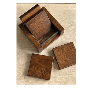 Ensemble de sous-verres vintage en bois avec boîte de rangement, vaisselle écologique réutilisable pour la maison et le bar - Product Image 5