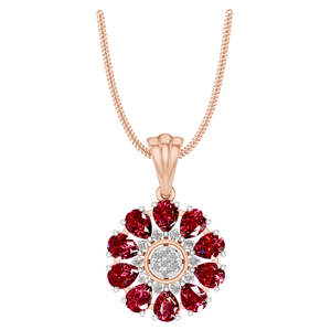 Collier de pierres de naissance de juillet pour femme avec pendentif en grappe de pierres précieuses en rubis taillé en poire plaqué or blanc 14k/18k breloque de bijoux fins solides - Product Image 1