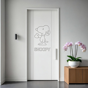 Pegatina Decorativa para Puerta Interior de Madera Maciza con Diseño de Contorno Blanco de Snoopy para Decoración de Habitaciones de Villas - Product Image 1