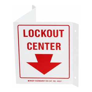 Panneau de signalisation Brady V Lockout Center pour les zones de sécurité industrielles de mise hors tension/étiquetage - Product Image 3