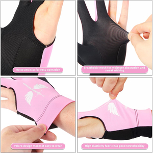 Guantes de medio dedo en rosa y negro con diseño de espada y alas para gimnasio, unisex, transpirables, con espalda de malla, ajuste cómodo. - Product Image 5