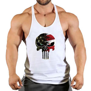 Nuevas Camisetas de Tirantes de Algodón con Estampado de Calavera para Hombre, Estilo Hip Hop, Cuello Redondo con Botones, para Gimnasio, Culturismo y Fitness - Product Image 4