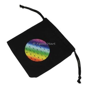Cubo de Chakra ecológico personalizado, bolsa de algodón negro Metatron, bolsa con cordón con símbolos curativos, regalo impreso para amantes de las manualidades - Product Image 3