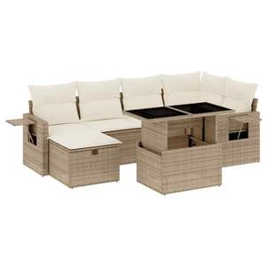 Grand ensemble de canapés de jardin en rotin PE beige avec structure en acier thermolaqué – Mobilier d'extérieur haut de gamme - Product Image 2