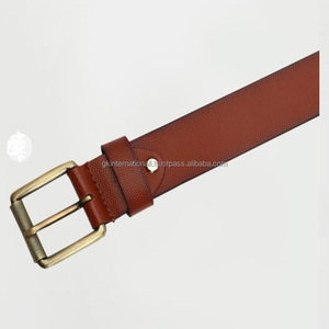 Ceinture décontractée pour hommes en cuir de grain supérieur faite à la main avec ceintures à boucle ardillon en laiton pour unisexe - Product Image 5