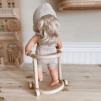 Marche-bébé en rotin pour poupées, jouet de jeu de rôle pour enfants, avec marcheurs avant et arrière