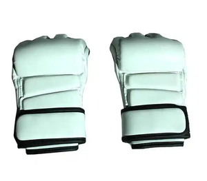 Gants de boxe et MMA en cuir à demi-doigts à prix raisonnables avec poignées, logo personnalisé, vêtements d'arts martiaux, couleur unie - Product Image 3
