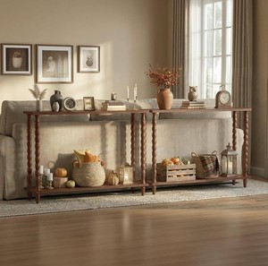 Mesa Consola Moderna de Madera Maciza para Pasillo con Estante de Almacenamiento, Diseño Rústico para Entrada con Patas de Espiga, Mueble para Sala de Estar - Product Image 5