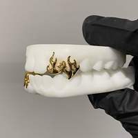 Grillz personnalisés en argent 925 plaqué or avec opales, pour 2 dents supérieures et 3 dents inférieures, bijoux HipHop