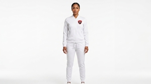 Women's <b>White</b> <b>Tracksuit</b> Full Zipper Hooded Collar Solid Color Breathable Casual Jogger Set Logo Winter Wear 100% Cotton - Product Image 3