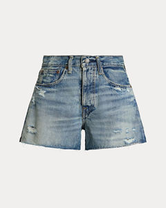 Short en jean déchiré à faible MOQ, prix de gros, avec poches avant/arrière, taille haute, boutonné, bleu, pour femme, service OEM - Product Image 6