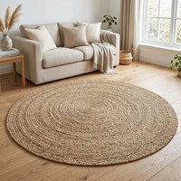 Tapis rond en jute tressé, tapis d'intérieur tissé naturellement, écologique, style bohème, ferme, pour salon, chambre, décoration de sol, fait main