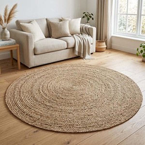 Round Braided Jute <b>Rug</b> Natural Woven Area Carpet Eco Friendly <b>Boho</b> Farmhouse Living Room Bedroom Floor Decor Handmade - Product Image 3