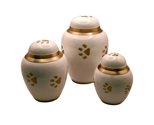 Urne funéraire pour animaux de compagnie en céramique de style américain haut de gamme avec anneau doré élégant, conteneur pour cendres pour chiens et chats - Product Image 4