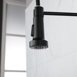 Rubinetto da Cucina Commerciale Monocomando con Doccetta Estraibile, in Ottone Massiccio, Finitura Nero Opaco - Product Image 3