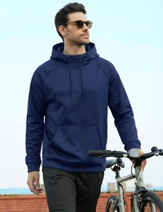 Sweat-shirt à capuche pour homme, bleu marine, manches raglan, coupe ajustée, décontracté, pour l'automne, 100% polyester, tissu French Terry, avec poche - Product Image 2