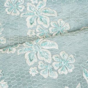 African <b>Sequin</b> Embroidery Fabric Digital Print Mesh Lace Textile For Kaftan Fashion And Apparel Import Buyers - Product Image 4