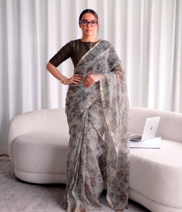 Indian Traditional Ethnic Casual Saree in Floral Print for Daily Wear and Festive Function for Women Fancy Trendy Outfit - Product Image 1