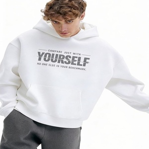 Nouvel arrivage : Sweat à capuche oversize blanc graphique pour homme avec poche avant, style streetwear décontracté, prix de gros - Product Image 1