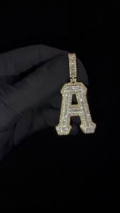 Hip Hop Jewelry <b>Iced</b> <b>Out</b> VVS Mossanite Diamond 925 Sterling Silver A-Z Initial Letter Pendant For Men <b>Chain</b> - Product Image 2
