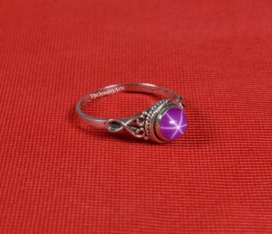 Bague Étoile en Rubis Rose, Bague Étoile Vintage à 6 Rayons en Rubis, Bague Délicate, Bague de Fiançailles Lindy Star en Argent Sterling, Bague Étoile en Rubis Argentée pour Cadeau - Product Image 2