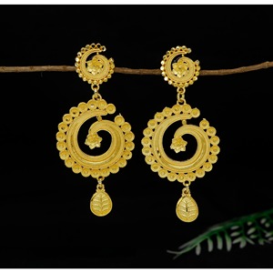 Conjunto de joyas de diseñador chapadas en oro para mujer, nuevos pendientes antiguos indios para fiesta, Pendientes chapados en oro artificiales a la moda - Product Image 4