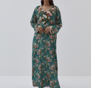 Best Selling Kaftan Abaya Handmade Turkish Floor Length Long Sleeve V Neck Polyester Regular Fit Casual Evening Party Flared - Product Image 6