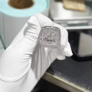 แหวนฮิปฮอปทรงคุชชั่นคัท ประดับเพชร CZ แบบไมโครเพฟ สีทอง เงิน และโรสโกลด์ ดีไซน์หรูหรา - Product Image 6