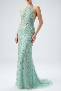 Vestidos de Noche de Lujo con Lentejuelas, Vestidos de Gala Elegantes sin Mangas con Cuello Alto y Corte Sirena para Mujer - Product Image 3