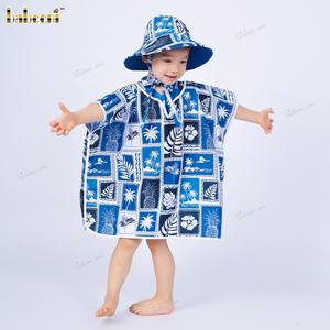 Ropa de fabricante al por mayor abrigo azul con estampado de flores y hojas tropicales para niños primavera-verano de 2017 - Product Image 1