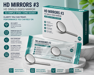Espejo Zetomed Pro HD # 3 cabezales de espejo dental de una sola cara – conector cónico y vástago simple europeo - Product Image 5
