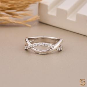 Anillo de Moissanita de Oro Sólido de 18K, Elegante Banda Trenzada, Estilo Infinito Minimalista, Regalo de Compromiso para Mujer, Fiesta - Product Image 6