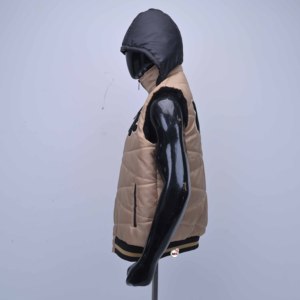 <span class=keywords><strong>Gilet</strong></span> Imbottito in Lana con Cappuccio per <span class=keywords><strong>Uomo</strong></span>, Logo Ricamato 3D, Antivento, Traspirante, Senza Maniche, Chiusura Frontale con Zip, Casual, <span class=keywords><strong>Beige</strong></span> - Product Image 5