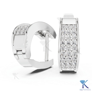 Pendientes de Aro Anchos con Diamantes CVD HPHT Cultivados en Laboratorio, Diseño Multirrango Pavé, Oro Sólido de 18K, Joyería de Lujo para Mujer, Krup Jewels - Product Image 5