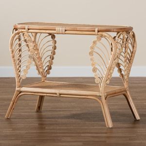 Mesa Consola Multiusos de Ratán, Adecuada para la Entrada, el Pasillo, el Dormitorio, la Sala de Estar y la Decoración de la Oficina - Product Image 1