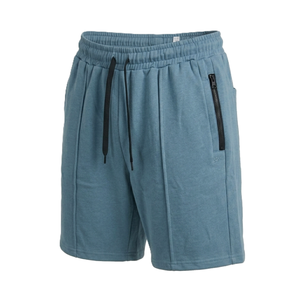 Men's <b>Slate</b> Blue Cotton Polyester Blend Shorts with Drawstring Waist Casual Breathable Bermuda Length Solid Color Knitted Fabric - Product Image 1