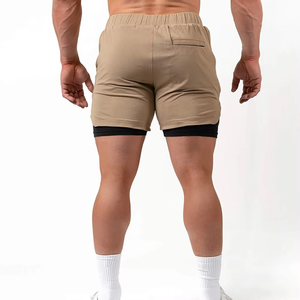 Shorts de course double couche pour hommes, directement du fabricant, avec logo personnalisé, shorts de sport en gros pour hommes - Product Image 2