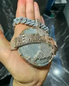 Colgante de Tierra con Moissanita VVS Totalmente Incrustada, Estilo Hip Hop Personalizado, Globo de Lujo VVS, Plata de Ley Chapada en Oro, Engaste de Garra, Letra Personalizada - Product Image 5