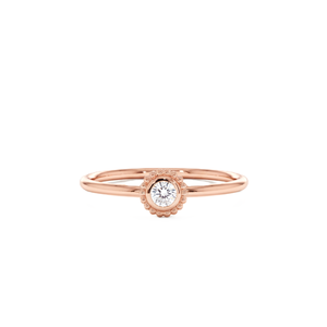 แหวนเพชรทรงกลมเม็ดเดี่ยวแบบมินิมอลลิสต์ ขอบทองคำแท้ 10K 14K ประดับเพชรทรงกลมเพาะเลี้ยงในห้องปฏิบัติการ คุณภาพสี DEF ความสะอาด VVS พร้อมลายดอกไม้มิลเกรน - Product Image 2