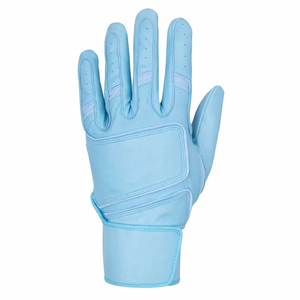 Soft Solid Light Blue Genuine Leather Batting Gloves Professional Grip Full Finger Custom Baseball Softball Gloves - Product Image 6