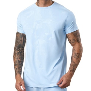 T-shirt compressé 100 % coton, jersey sportif, coupe classique, col extensible, respirant, écologique - Product Image 1