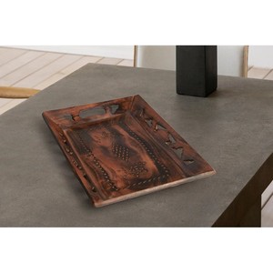 Bandeja de Servir Hecha a Mano de Madera de Sheesham con Asas de Latón - Venta al por Mayor - Product Image 1