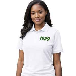 เสื้อโปโลสีขาว Iota Phi Lambda Sorority พร้อมตัวอักษรกรีก ปีก่อตั้ง 1929 เสื้อผ้าลำลองสำหรับผู้หญิง แขนสั้น คอปก - Product Image 3